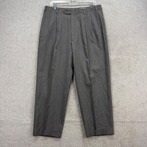 Tommy Hilfiger Dress Pants Mens 34x27 Grey Glen Plaid Pleated Cuffed Trousers
